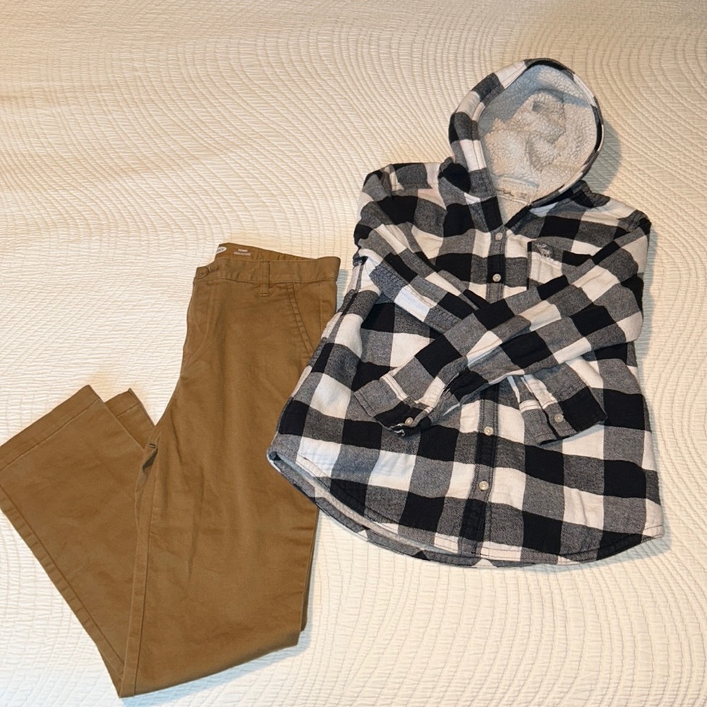 Cute fall/ winter outfit size 12 buffalo plaid and slacks